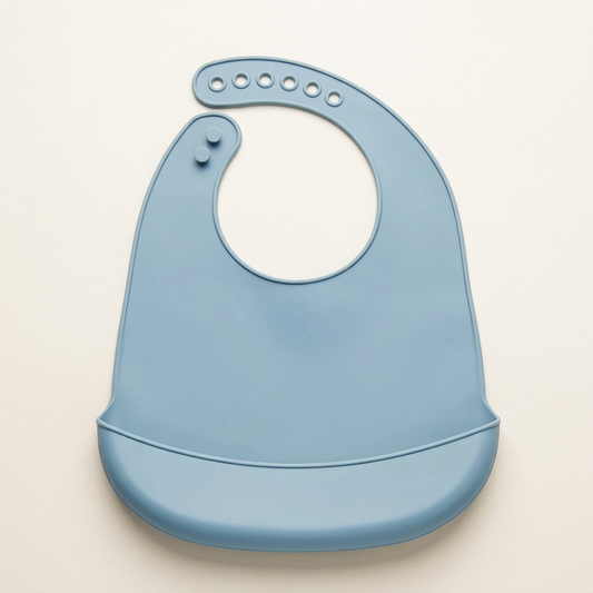 Single dusty-blue silicone bib cover