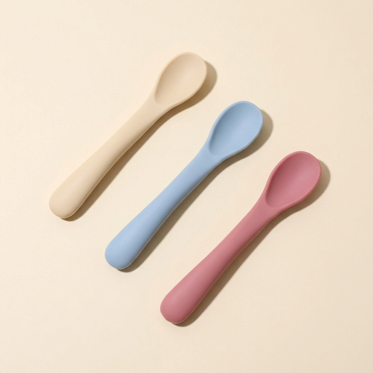 Three-piece silicone feeding spoon set redesign